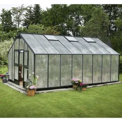 JULIANA GARTNER EKSKL. SOKKEL DRIVHUS 10 MM POLY ANTRACIT 21,4 M2