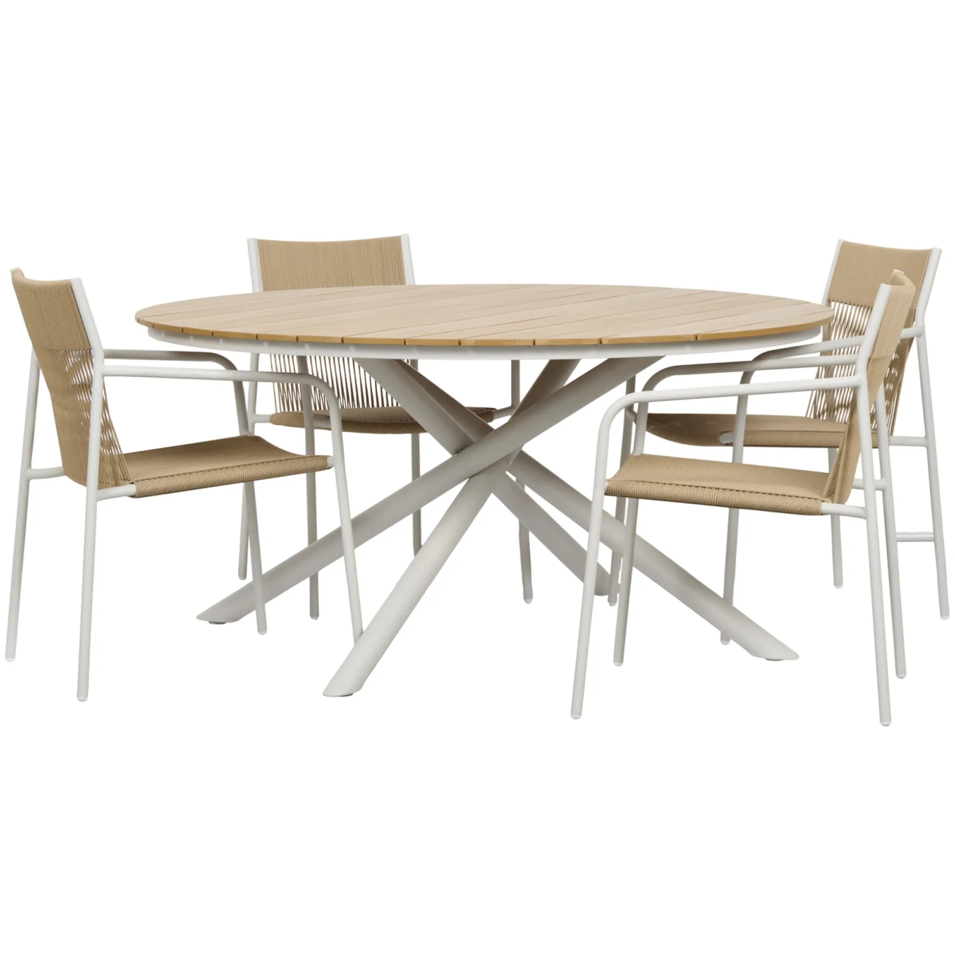 OUTRIUM CATANIA BORD + 4 STOLE HAVEMØBELSÆT NATUR/GRÅBEIGE