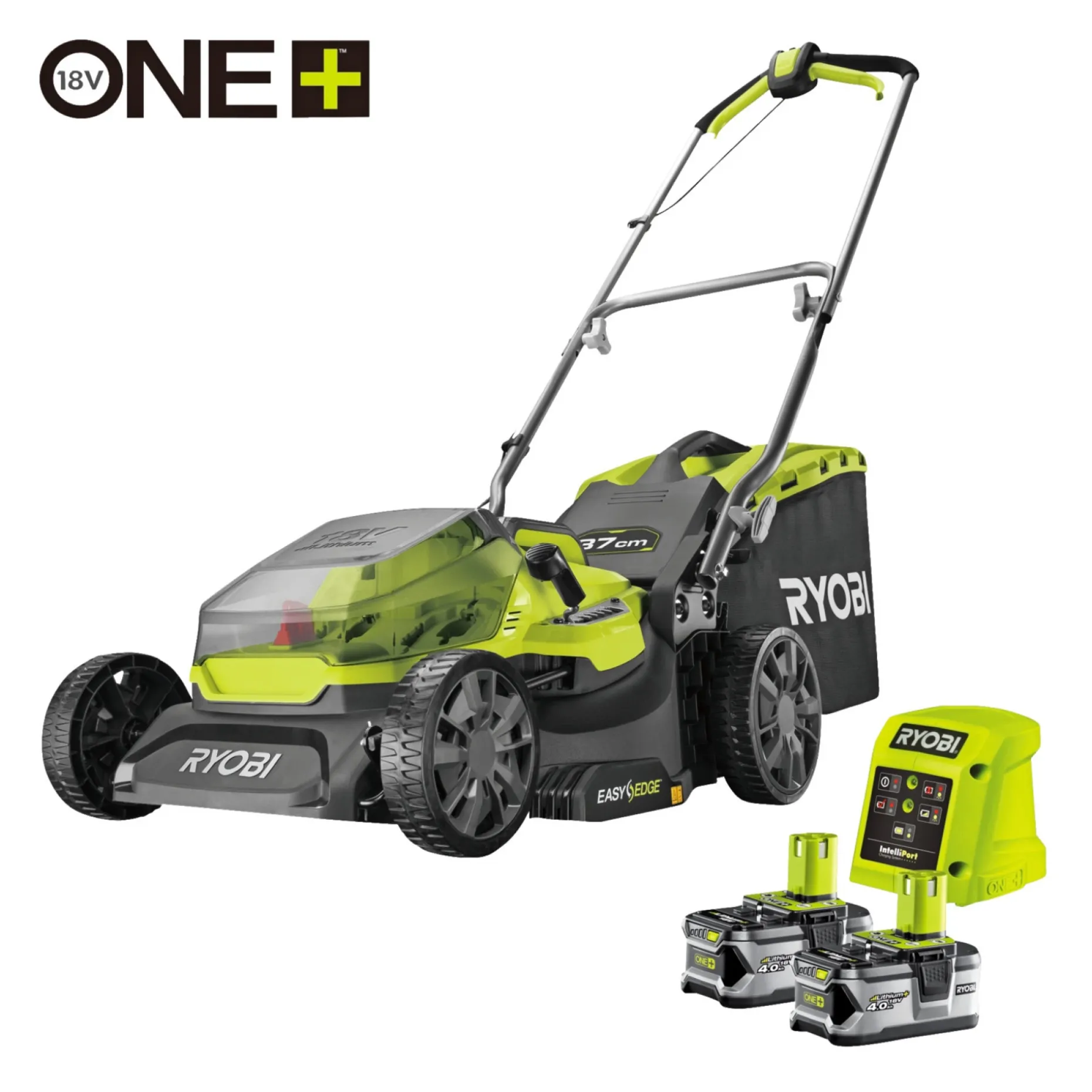 RYOBI PLÆNEKLIPPER AKKU 18V MED BATTERI OG LADER